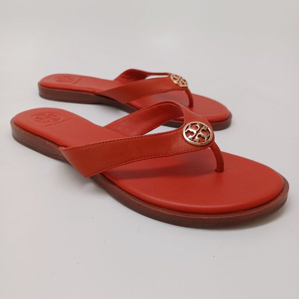 Tory Burch Sandals Rust Leather Thong Flip Flops Womens 6M - Picture 8 of 12